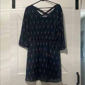 Elegant Teal Patterned Dress